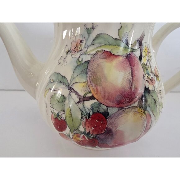 Arthur Wood & Son 6361 Floral Fruit Design Ceramic Teapot - Picture 3 of 7